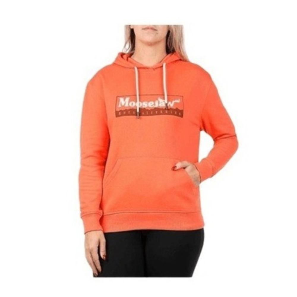 Moosejaw‎ Original Frame Logo Pullover Hoodie Sweatshirt Flamingo Orange M